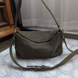 Women`s suede green olive khaki crossbody/ shoulder bag